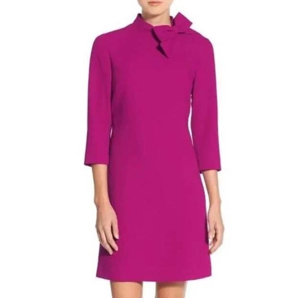 Eliza J Crepe Shift Dress With Bow at Neck